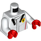 LEGO White Ferrari Driver Minifig Torso (973 / 76382)