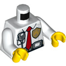 LEGO Weiß Firefighter Torso mit Walkie Talkie und Tie (973 / 76382)