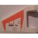 LEGO Wit Vlag 2 x 2 Angled met 'MP 4', Oranje Stripe (Links) Sticker zonder uitlopende rand (44676)
