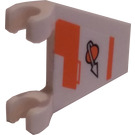 LEGO Wit Vlag 2 x 2 Angled met Ruimte logo en Oranje Bars (Links) Sticker zonder uitlopende rand (44676)
