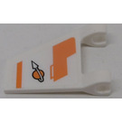 LEGO Wit Vlag 2 x 2 Angled met Ruimte logo en Oranje Bars (Rechtsaf) Sticker zonder uitlopende rand (44676)