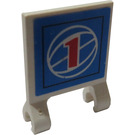 LEGO Weiß Flagge 2 x 2 mit '1' Aufkleber ohne ausgestellten Rand (2335)