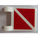 LEGO blanc Drapeau 2 x 2 avec 2 rouge triangles sur both sides Autocollant sans bord évasé (2335)