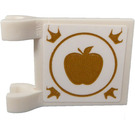 LEGO White Flag 2 x 2 with Apple in a Gold Circles and 4 Crowns at the Corners  on Both Side Sticker with Flared Edge (80326)