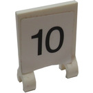 LEGO White Flag 2 x 2 with Black Number 10 Sticker without Flared Edge (2335)