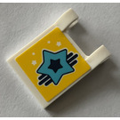 LEGO Wit Vlag 2 x 2 met Blauw star Aan Geel background Sticker zonder uitlopende rand (2335)