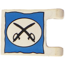 LEGO hvid Flag 2 x 2 med Cavalry Crossed Swords uden skygge kant (2335)