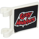 LEGO White Flag 2 x 2 with 'Crazy Monsters' Sticker without Flared Edge (2335)