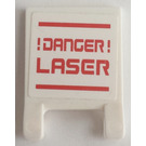 LEGO White Flag 2 x 2 with '!DANGER! LASER' Sticker without Flared Edge (2335)