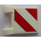 LEGO blanc Drapeau 2 x 2 avec Danger Rayures sur both sides Autocollant sans bord évasé (2335)