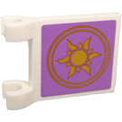 LEGO White Flag 2 x 2 with Gold Sun and Two Circles Sticker with Flared Edge (80326)