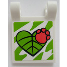 LEGO White Flag 2 x 2 with Heart Shaped Leaf and Paw Print Sticker without Flared Edge (2335)