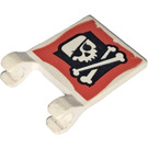 LEGO White Flag 2 x 2 with Jolly Roger on Red Background without Flared Edge (2335)