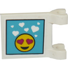 LEGO Wit Vlag 2 x 2 met Love Emoji en Hand Sticker zonder uitlopende rand (2335)