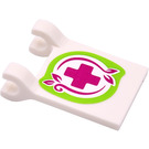 LEGO White Flag 2 x 2 with Medical Cross Sticker without Flared Edge (2335)