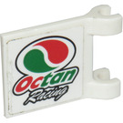 LEGO Weiß Flagge 2 x 2 mit "Octan Racing" und Octan Logo Aufkleber ohne ausgestellten Rand (2335)