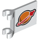 LEGO White Flag 2 x 2 with Orange and Red Classic Space Logo without Flared Edge (2335 / 69606)
