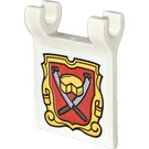 LEGO White Flag 2 x 2 with Red Shield, Yellow Frame and Cheese and Knives (Both Sides) Sticker with Flared Edge (80326)