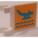 LEGO White Flag 2 x 2 with Sea Plane on the Water Sticker without Flared Edge (2335)