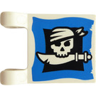 LEGO Weiß Flagge 2 x 2 mit Skull und Cutlass ohne ausgestellten Rand (2335)