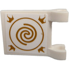 LEGO Wit Vlag 2 x 2 met Swirl in een Gold Circles en 4 Crowns at the Hoeken  Aan Both Kant Sticker met uitlopende rand (80326)