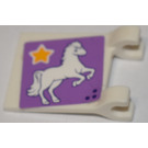 LEGO Wit Vlag 2 x 2 met Wit Paard en Geel Star (Links) Sticker zonder uitlopende rand (2335)
