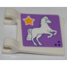 LEGO Wit Vlag 2 x 2 met Wit Paard en Geel Star Sticker zonder uitlopende rand (2335)