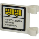 LEGO White Flag 2 x 2 with Yellow Bus and Route Information Sticker without Flared Edge (2335)
