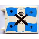 LEGO Weiß Flagge 6 x 4 mit 2 Connectors mit Schwarz Crossed Cannons, Krone und Fleur De Lys over Blau und Weiß Kreuz Muster (2525)
