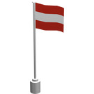 LEGO Wit Vlag Aan Flagpole met Austria zonder lip aan de onderzijde (776)