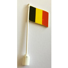 LEGO White Flag on Flagpole with Belgium without Bottom Lip (776)