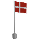 LEGO White Flag on Flagpole with Denmark without Bottom Lip (776)