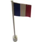 LEGO hvid Flag på Flagpole med France med bundlæbe (777)