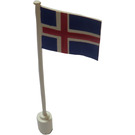 LEGO hvid Flag på Flagpole med Iceland med bundlæbe (777)