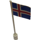 LEGO Weiß Flagge auf Flagpole mit Iceland ohne Unterlippe (776)