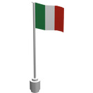 LEGO White Flag on Flagpole with Italy with Bottom Lip (777)