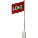 LEGO Weiß Flagge auf Flagpole mit LEGO Logo mit Unterlippe (777)