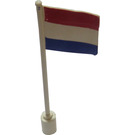 LEGO Wit Vlag Aan Flagpole met Netherlands zonder lip aan de onderzijde (776)