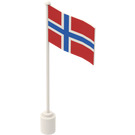 LEGO Weiß Flagge auf Flagpole mit Norway mit Unterlippe (777)