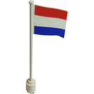 LEGO Weiß Flagge auf Flagpole mit The Netherlands mit Unterlippe (777)