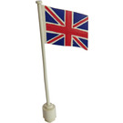 LEGO Weiß Flagge auf Flagpole mit United Kingdom mit Unterlippe (777)