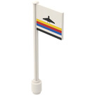 LEGO Weiß Flagge auf Ridged Flagpole mit Airport Logo Aufkleber (3596)