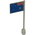 LEGO Weiß Flagge auf Ridged Flagpole mit Australia Flagge Aufkleber (3596)