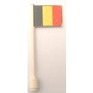 LEGO Weiß Flagge auf Ridged Flagpole mit Belgium Aufkleber (3596)