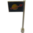 LEGO White Flag on Ridged Flagpole with Classic Space Logo Sticker (3596)