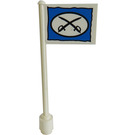 LEGO White Flag on Ridged Flagpole with Cutlass Flag Sticker (3596)