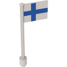 LEGO Weiß Flagge auf Ridged Flagpole mit Finland Flagge Aufkleber (3596)