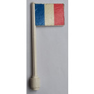 LEGO Weiß Flagge auf Ridged Flagpole mit France Flagge Aufkleber (3596)