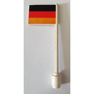 LEGO Weiß Flagge auf Ridged Flagpole mit German Flagge Aufkleber (3596)