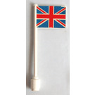 LEGO Weiß Flagge auf Ridged Flagpole mit Great Britain Aufkleber (3596)